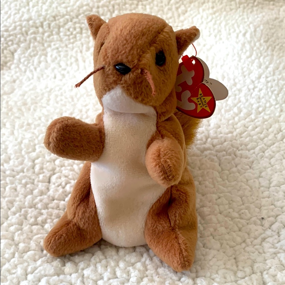 RETIRED ORIGINAL Ty Beanie Baby NUTS the Squirrel 1996 Rare w Errors
